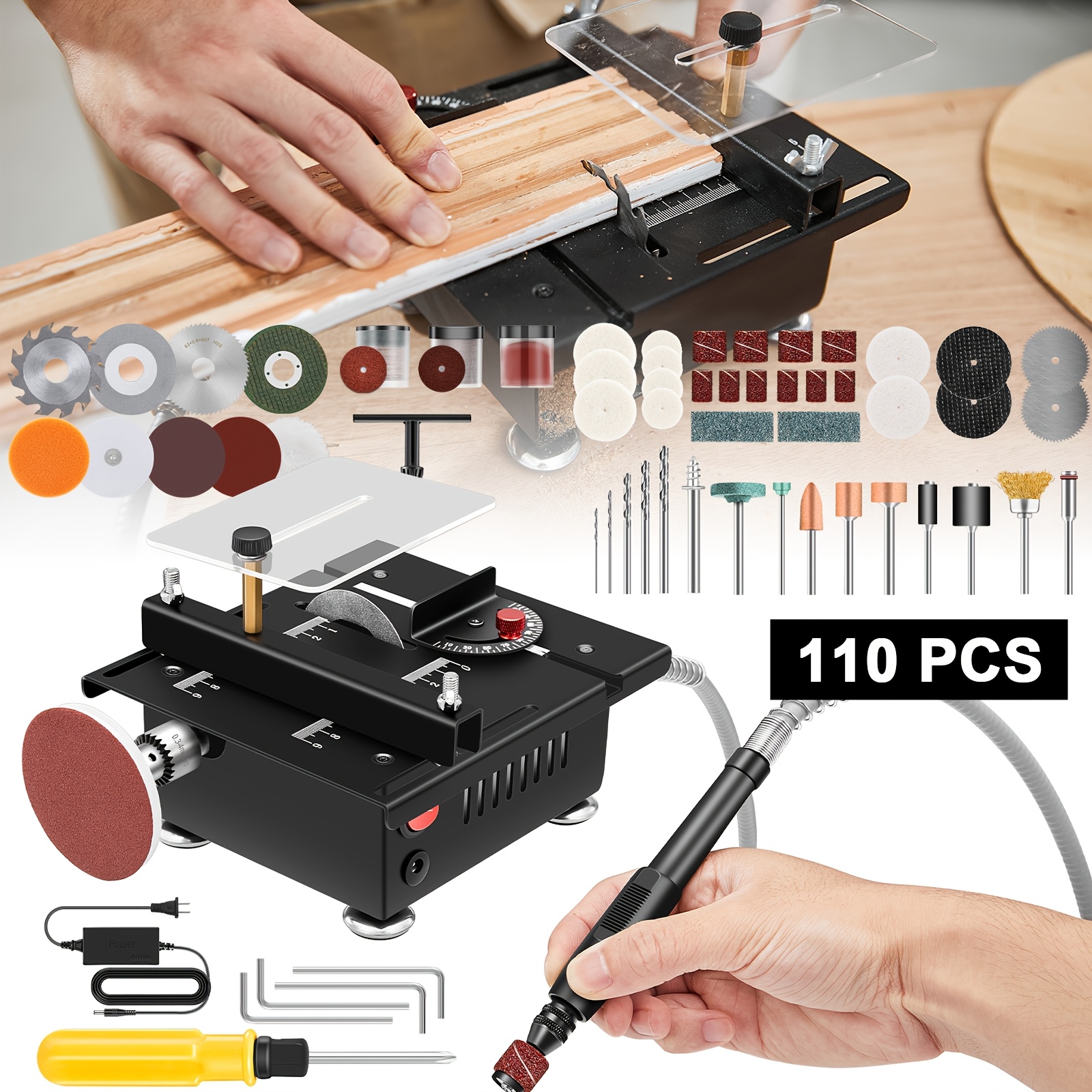 Power Drill Cordless - AUXTUR Mini Table Saw, Multifunctional Portable