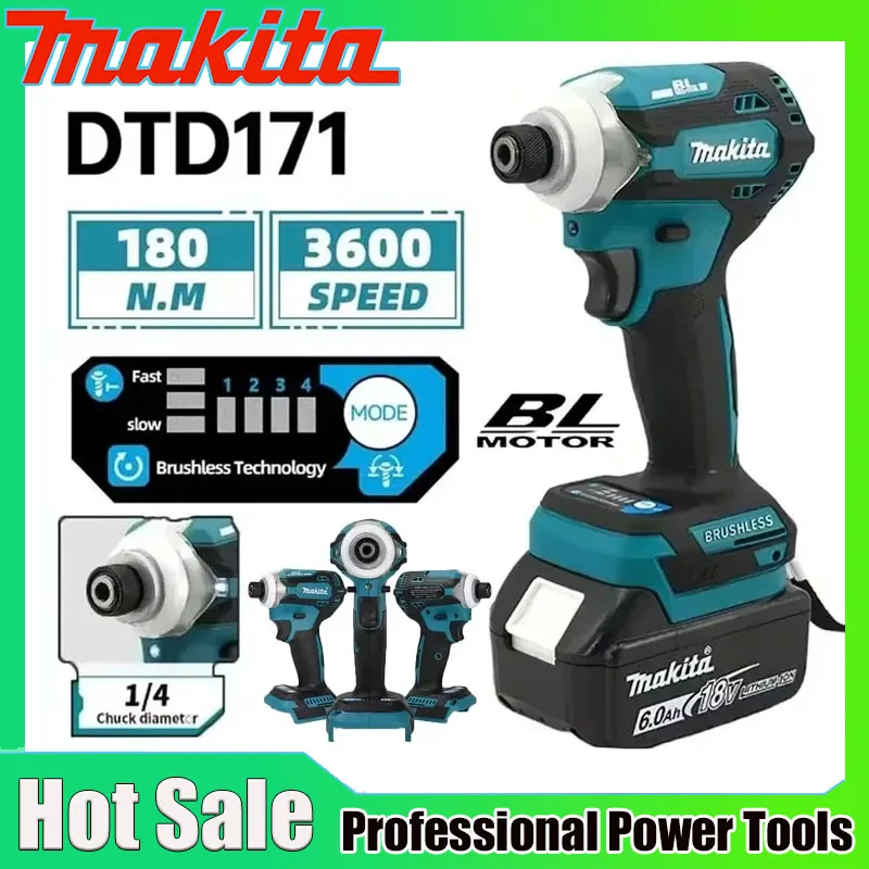 Power Drill Cordless - Makita DTD171 Brushless Impact Driver Rechargeable