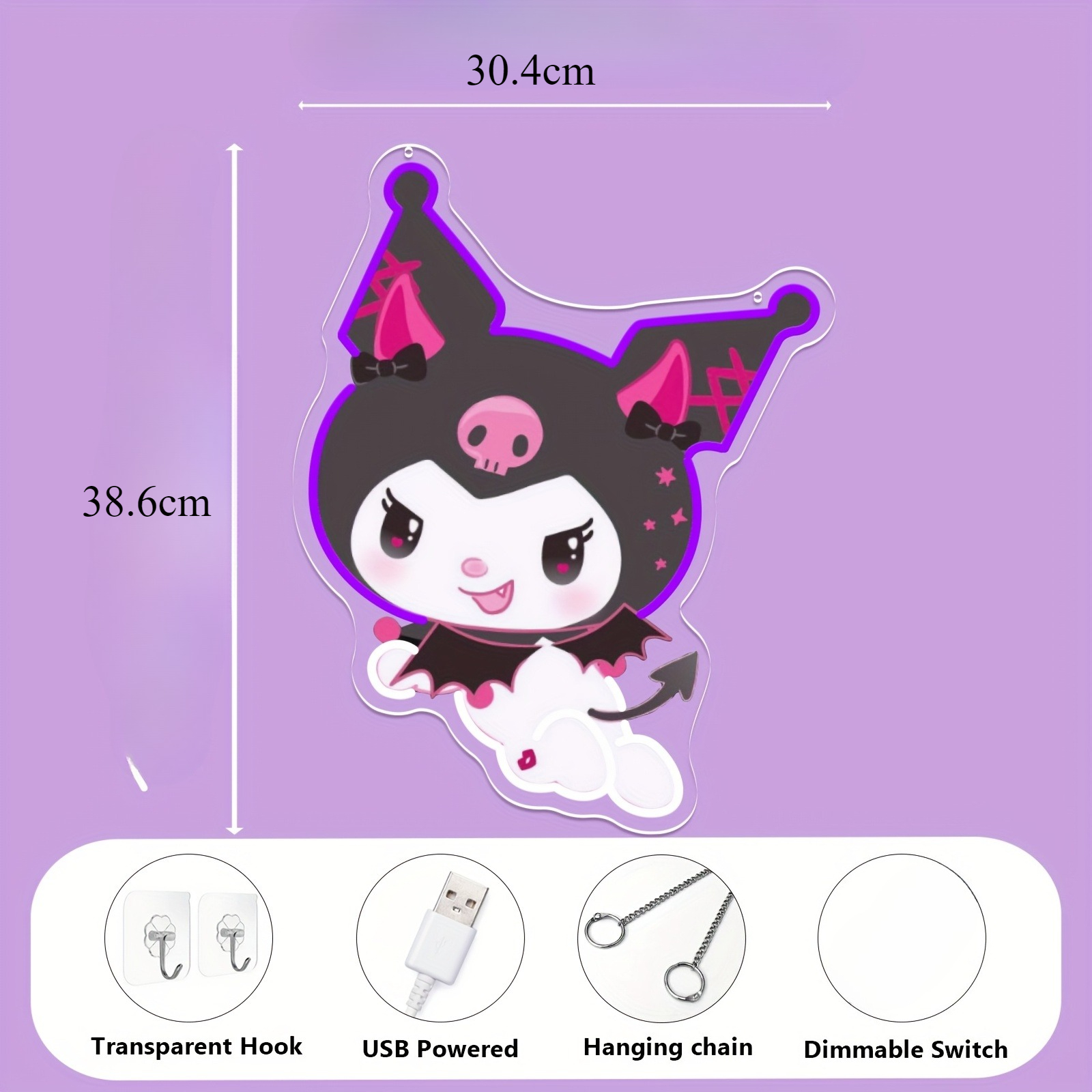 Kuromi LED Neon Sign Purple Gl - Home Improvement Kids avis et prix