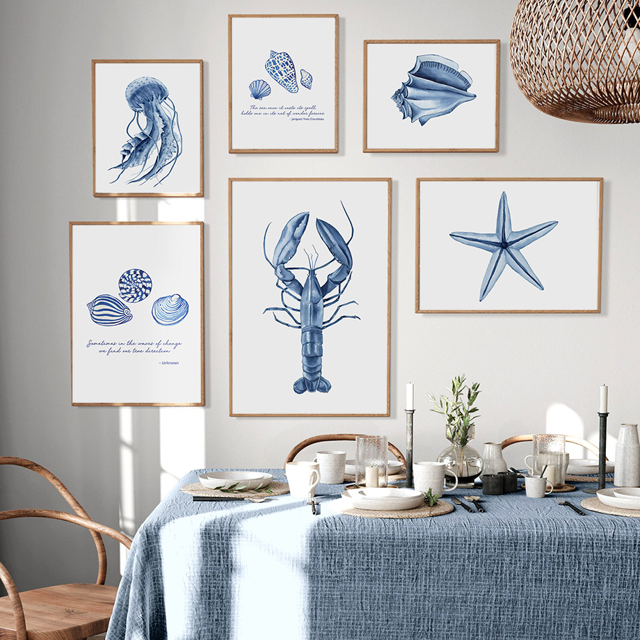Watercolor Blue Coastal Sea Cr - Home Improvement Kids avis et prix
