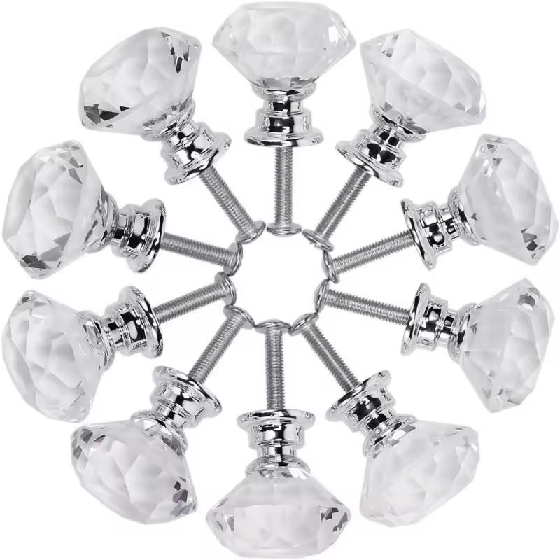 10Pcs 30mm Crystal Clear Diamo - Cabinet Handle Pull avis et prix