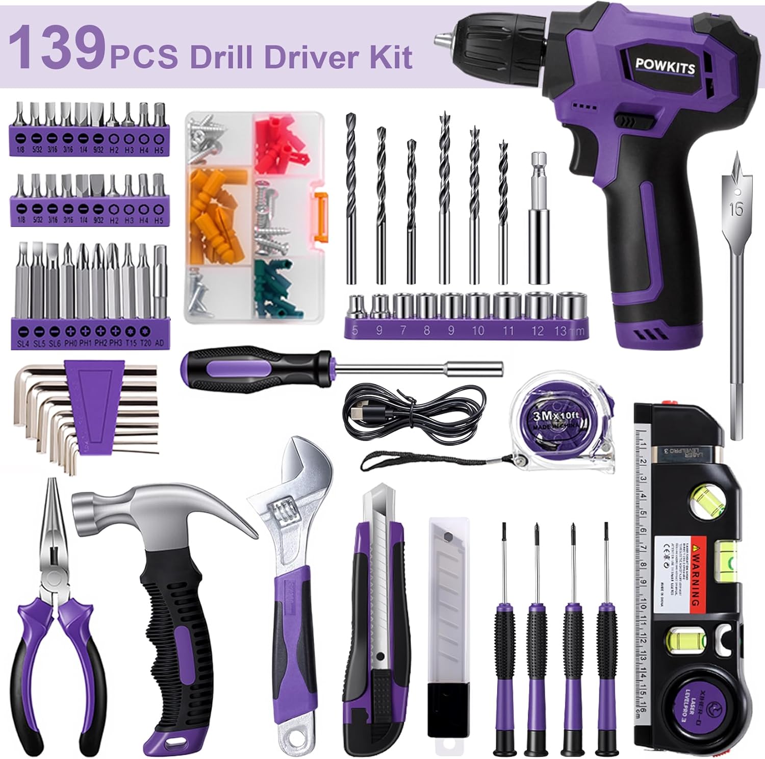 8V Cordless Drill Set, 139-Pie - Power Drill Cordless avis et prix
